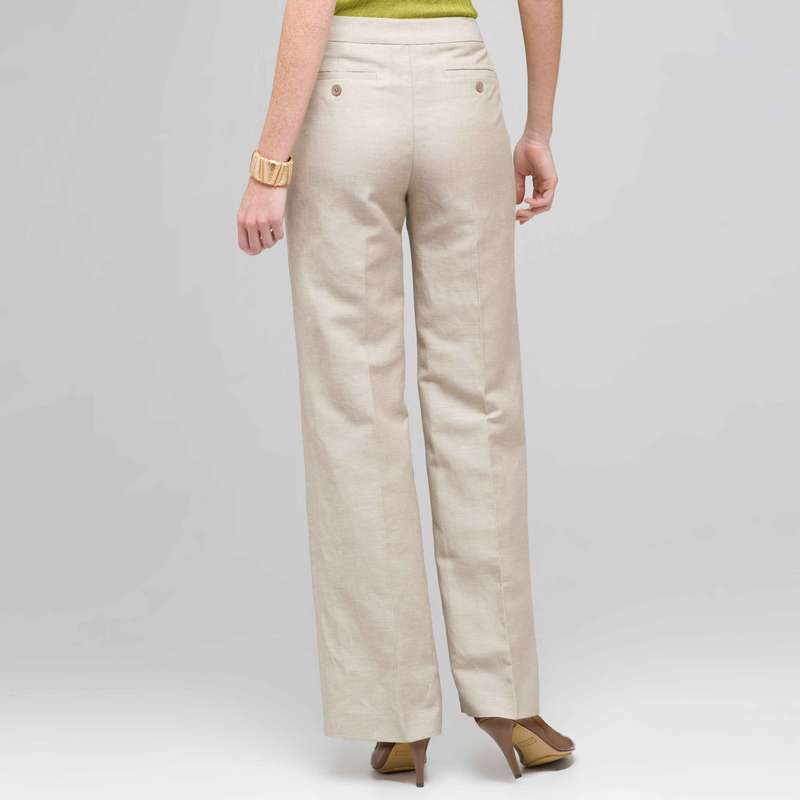 Washable Linen Classic Yoke Pant, Stone and White, large image number 1